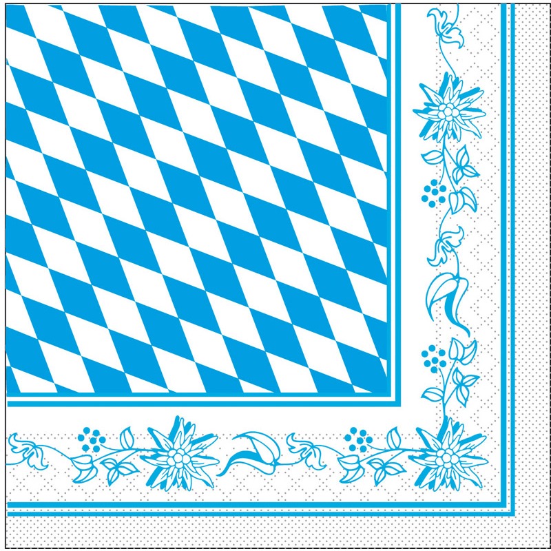 Bayern-Servietten mit blau-weissem Rautenmuster